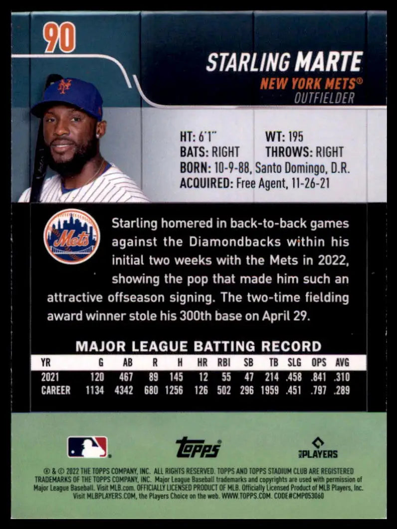 2022 Stadium Club - Sepia Starling Marte 90 New York Mets LP - Baseball Card Single