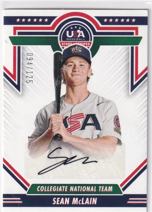 2022 STARS AND STRIPES #CNTS-SM SEAN MCLAIN AUTO 94/125- TEAM USA - Baseball Card Single