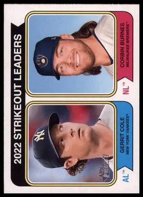 2022 Strikeout Leaders (Gerrit Cole / Corbin Burnes) 2023 Topps Heritage #207 - Baseball Card Single