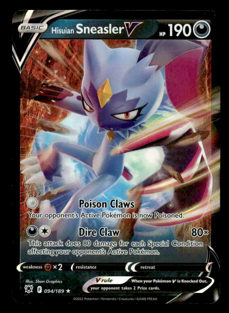 2022 Sword & Shield: Astral Radiance Hisuian Sneasler V #094/189 Foil Ultra Rare - Pokémon Card Single