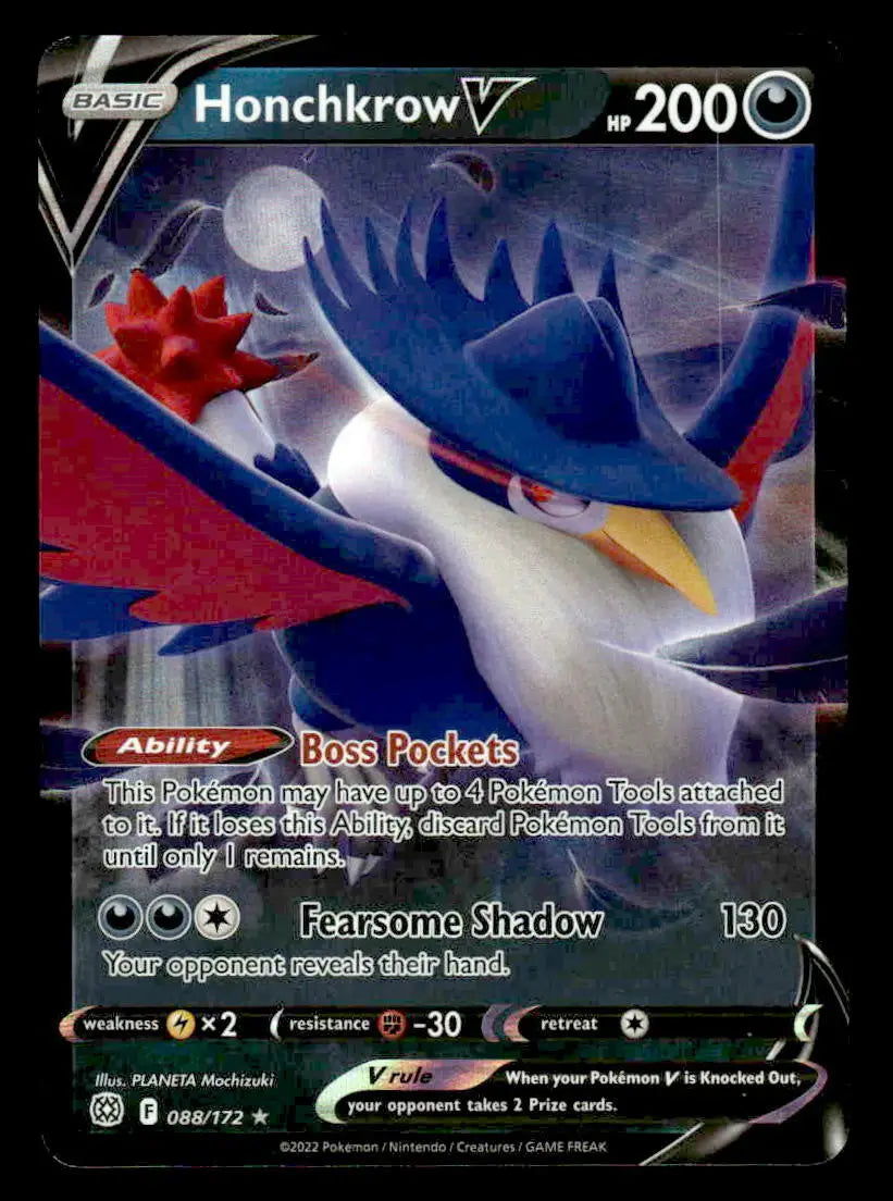 2022 Sword & Shield: Brilliant Stars Honchkrow V #088/172 Foil Ultra Rare NM - Pokémon Card Single