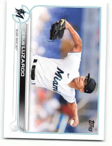 Original gloss baseball card featuring Jesus Luzardo NM-MT from 2022 Topps Marlins