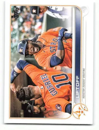 Original gloss baseball card featuring Yordan Alvarez from 2022 Topps #110 Astros