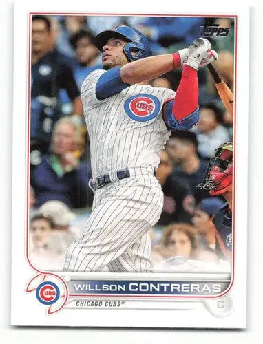 Willson Contreras baseball card from 2022 Topps with original gloss and Cub design