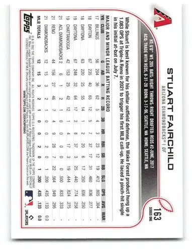 2022 Topps #163 Stuart Fairchild NM-MT RC Rookie Diamondbacks ID:42199 - Baseball Card Single