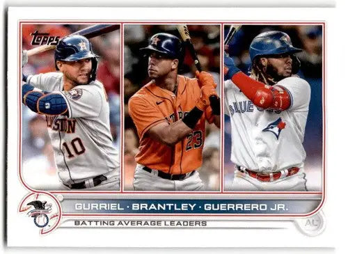 Baseball card featuring batting average leaders Gurriel Brantley Guerrero NM Near Mint