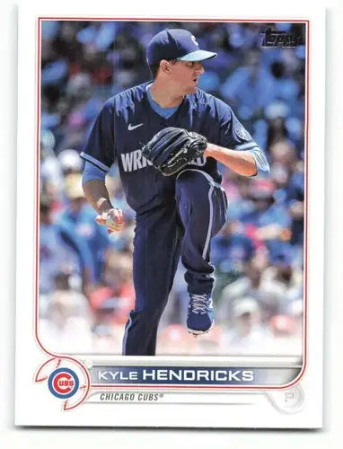 Original gloss baseball card featuring Kyle Hendricks from 2022 Topps Cubs collection