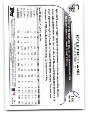 2022 Topps #169 Kyle Freeland NM-MT Rockies ID:40984 - Baseball Card Single