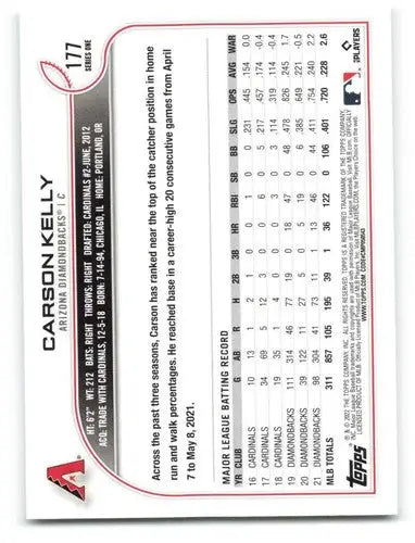 2022 Topps #177 Carson Kelly NM-MT Diamondbacks ID:40689 - Baseball Card Single