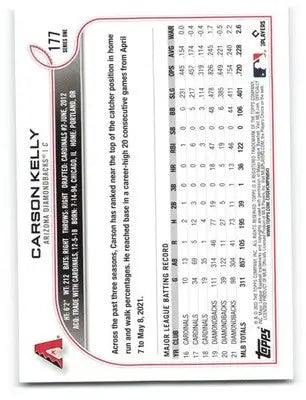 2022 Topps #177 Carson Kelly NM-MT Diamondbacks ID:40992 - Baseball Card Single