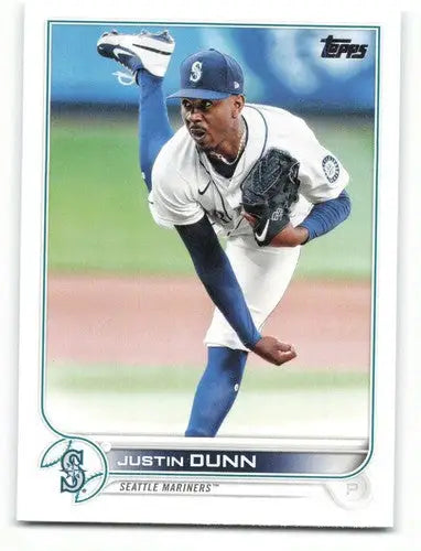 Baseball card featuring Justin Dunn NM-MT from 2022 Topps #185 Mariners original gloss