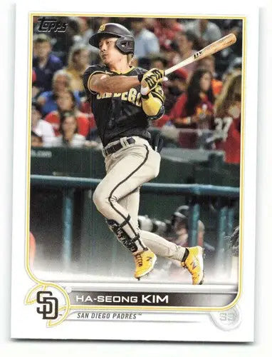 Original gloss of Ha-Seong Kim NM-MT baseball card from 2022 Topps Padres