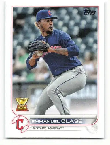 Original gloss baseball card of Emmanuel Clase from 2022 Topps Guardians series