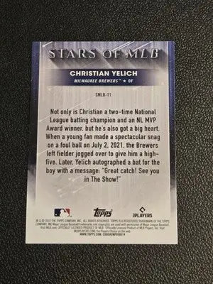 2022 Topps 1st Edition - Stars of MLB #SMLB-11 Christian Yelich - Baseball Card Single