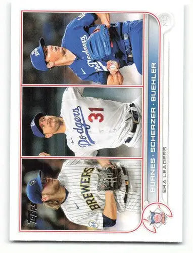 Original gloss baseball card featuring Burnes Scherzer Buehler with three pitchers NM-MT
