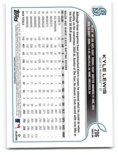 2022 Topps #206 Kyle Lewis NM-MT Mariners ID:47574 - Baseball Card Single