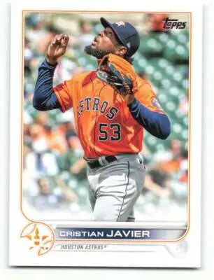 Original gloss Cristian Javier baseball card from 2022 Topps #211 Astros NM-MT