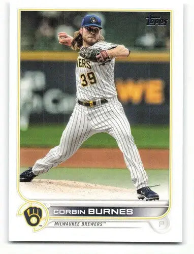 Original gloss 2022 Topps Corbin Burnes baseball card featuring Brewers ID 40792