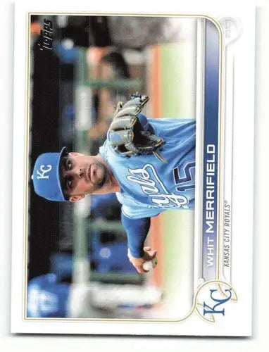 Whit Merrifield baseball card from 2022 Topps #245 with original gloss, Royals card