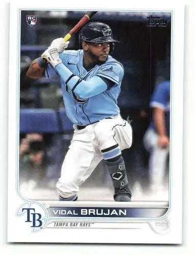 Original gloss 2022 Topps Vidal Brujan baseball card featuring Rays rookie sports cards
