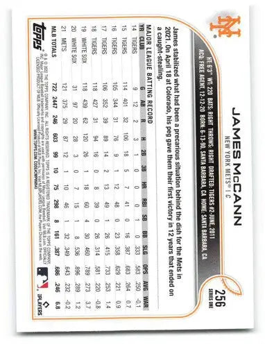 Original gloss of James McCann baseball card from 2022 Topps Mets series