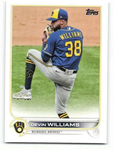 Devin Williams baseball card from 2022 Topps #26 with original gloss and Brewers ID