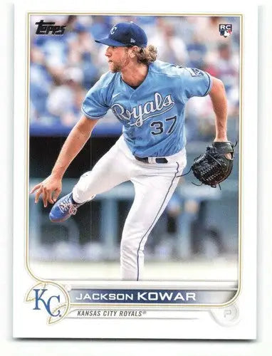 2022 Topps Jackson Kowar rookie baseball card showcasing original gloss, sports cards