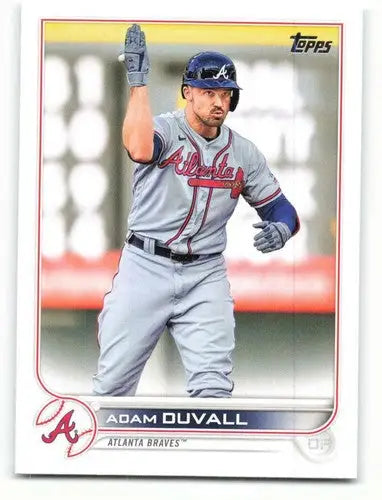 Original gloss 2022 Topps Adam Duvall baseball card featuring Braves ID 40819