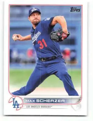 2022 Topps Max Scherzer baseball card with original gloss, typically sells among cards