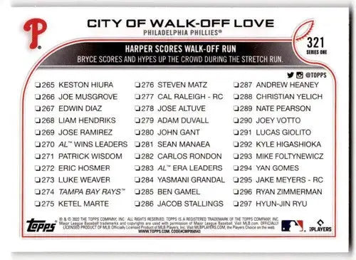 2022 Topps #321 Bryce Harper NM Near Mint Phillies ID:43872 - Baseball Card Single