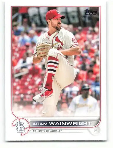 Original gloss 2022 Topps Adam Wainwright baseball card featuring Cardinals ID 40855