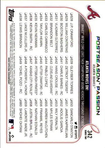 2022 Topps #342 Swanson/Albies NM-MT Braves ID:43949 - Baseball Card Single