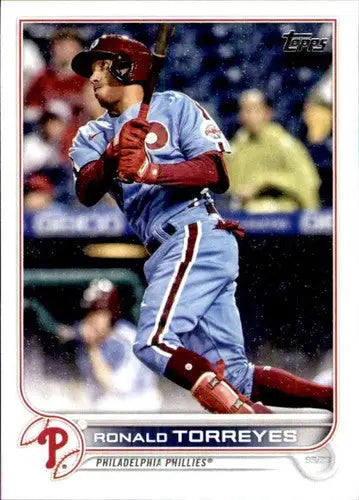 Baseball card featuring Ronald Torreyes with original gloss, 2022 Topps #354 NM-MT