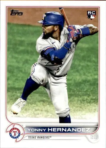 Yonny Hernandez baseball card with original gloss, 2022 Topps rookie NM-MT Rangers