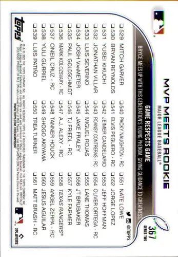 2022 Topps #367 Franco/Harper NM-MT ID:43936 - Baseball Card Single