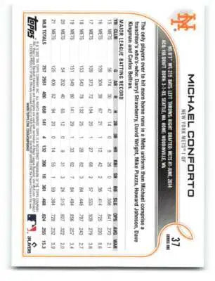 2022 Topps Michael Conforto baseball card back with original gloss detail