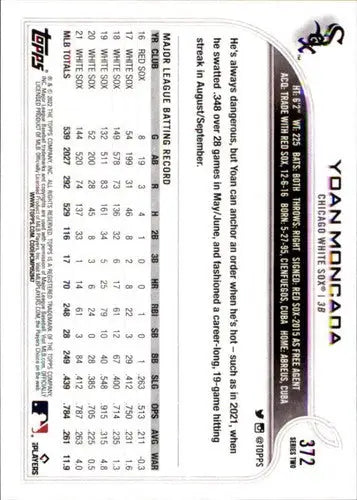 2022 Topps Yoan Moncada baseball card with original gloss NM-MT White Sox ID 43959