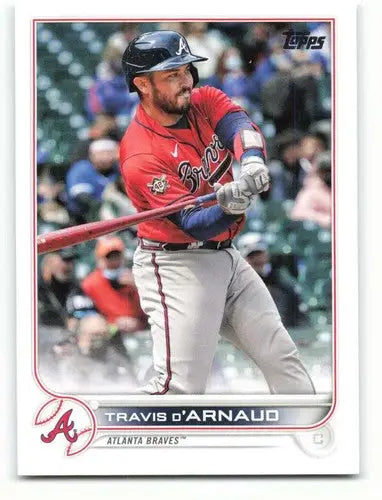 Original gloss Travis D’Arnaud baseball card from 2022 Topps Braves collection