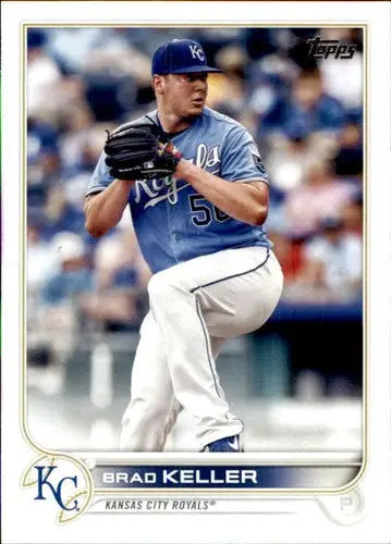 Baseball card featuring Brad Keller from 2022 Topps series with original glossed finish