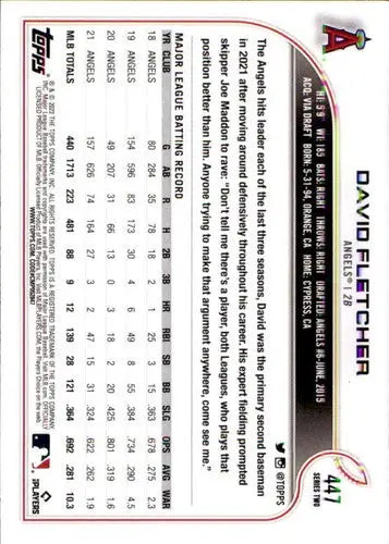 David Fletcher baseball card with original gloss, 2022 Topps NM-MT Angels ID 43992