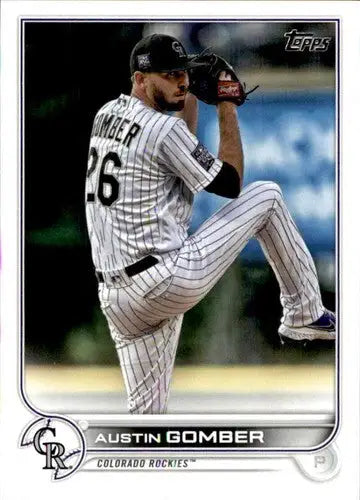 Original gloss Austin Gomber baseball card from 2022 Topps #461 Rockies ID 44012