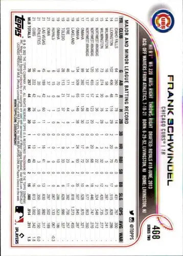 2022 Topps #468 Frank Schwindel NM-MT Cubs - Baseball Card Single
