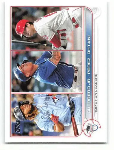 2022 Topps Baseball Card featuring Guerrero Jr. Perez and Ohtani with original gloss