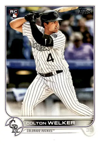 2022 Topps Colton Welker baseball card with original gloss featuring Rockies rookie ID 44121