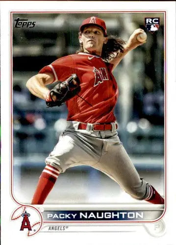 Baseball trading card of Packy Naughton in pitching pose from 2022 Topps #540 NM-MT RC Rookie Angels