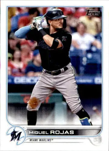Original gloss 2022 Topps Miguel Rojas NM-MT baseball card Marlins ID 44044