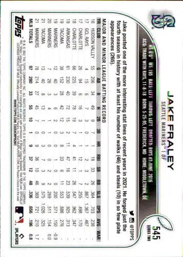 2022 Topps Jake Fraley baseball card Mariners original gloss NM-MT