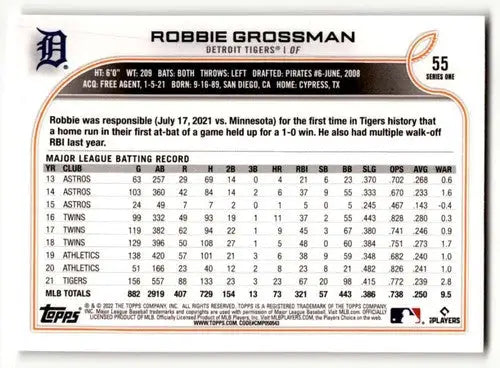 2022 Topps #55 Robbie Grossman NrMt-Mt ID:47238 - Baseball Card Single