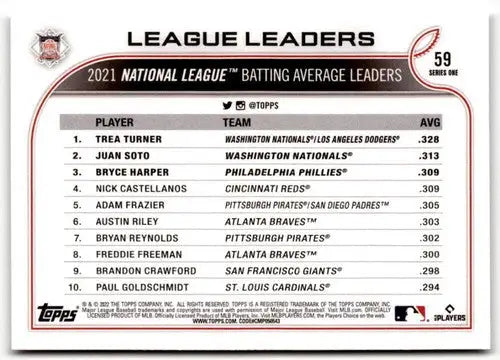 2022 Topps #59 Turner/Soto/Harper NM-MT ID:40870 - Baseball Card Single