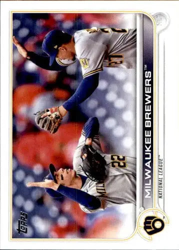 Original gloss Milwaukee Brewers baseball card from 2022 Topps #597 Milwaukee Brewers NM-MT